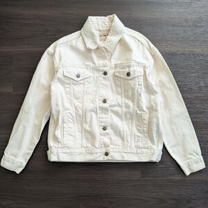Free People Women's Cream Jolene Trucker Denim Jacket XS